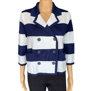 LANDSEND Wm 3Q Sleeve Sweater Jacket Supima Cotton/Fine Gauge/Double Breasted